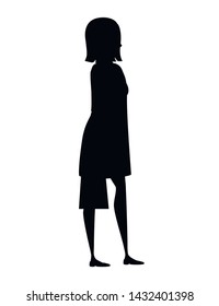 Black silhouettes pregnant woman with paper shopping bag cartoon character design flat vector illustration