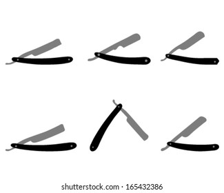 Black silhouettes of razors, vector