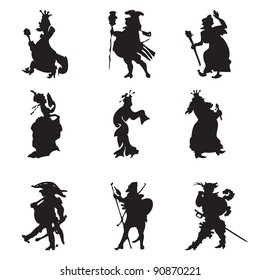 Black silhouettes of royal retinue (illustration on white)