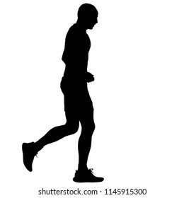 Black Silhouettes Runners sprint men on white background