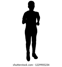 Black Silhouettes Runners sprint men on white background