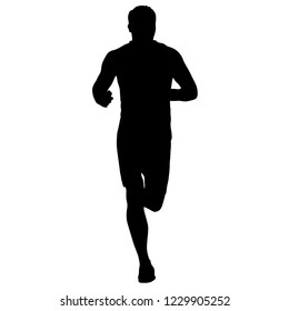 Black Silhouettes Runners sprint men on white background