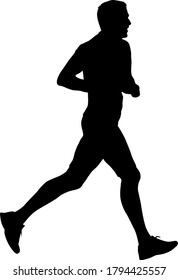 Black Silhouettes Runners sprint men on white background