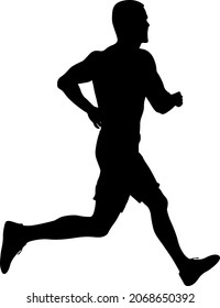 Black Silhouettes Runners sprint men on white background.