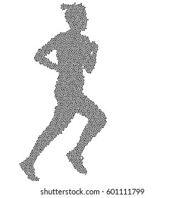 Black Silhouettes Runners sprint women on white background.