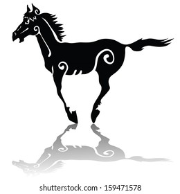 black silhouettes running horse for your design