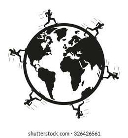 black silhouettes of running people