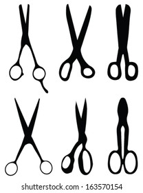 Black  silhouettes of scissors, vector illustration