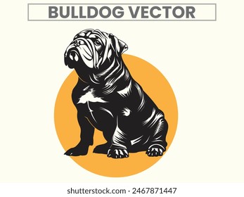 Black silhouettes set of Bulldog for Bulldog Lover.