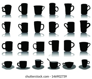 Black silhouettes and shadows cup-vector