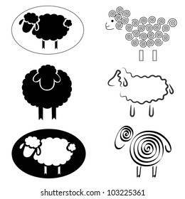 black silhouettes of sheep on a white background. Logo design for the company.