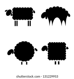 black silhouettes of sheep on a white background. Logo design for company.