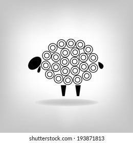 black silhouettes of sheep on a white background 