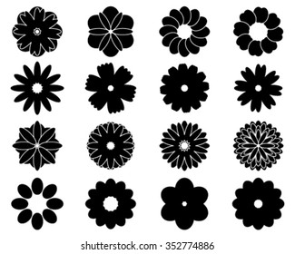 Black Silhouettes Simple Vector Flowers Stock Vector (Royalty Free ...