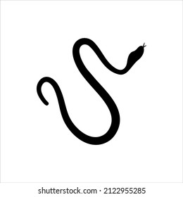 Black silhouettes of snakes crawling on a white background. Serpent crawling. Flat vector graphic illustration. Simple silhouette illustration.