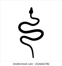 Black silhouettes of snakes crawling on a white background. Serpent crawling. Flat vector graphic illustration. Simple silhouette illustration