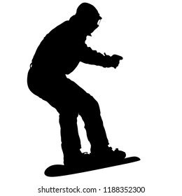 Black silhouettes snowboarders on white background illustration