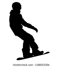 Black silhouettes snowboarders on white background illustration