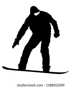 Black silhouettes snowboarders on white background illustration
