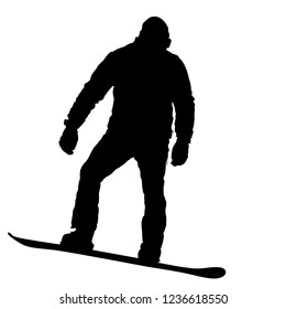 Black silhouettes snowboarders on white background illustration