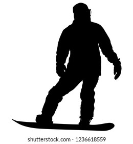 Black silhouettes snowboarders on white background illustration