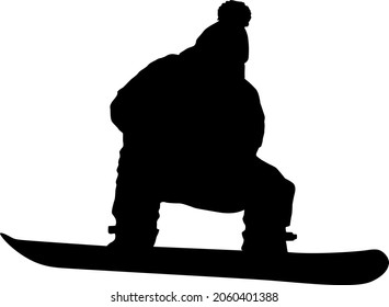 Black silhouettes snowboarders on white background illustration.