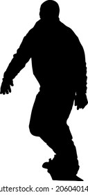 Black silhouettes snowboarders on white background illustration.
