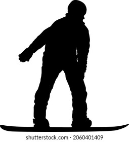 Black silhouettes snowboarders on white background illustration.