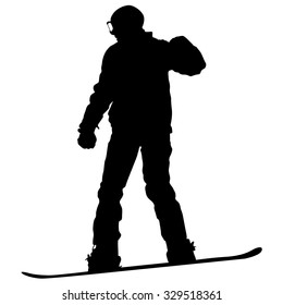 Black silhouettes  snowboarders on white background. Vector illustration.