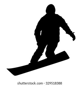 Black silhouettes  snowboarders on white background. Vector illustration.