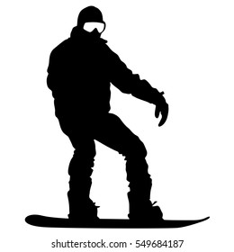 Black silhouettes snowboarders on white background. Vector illustration