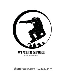 Black silhouettes snowboarders Vector illustration