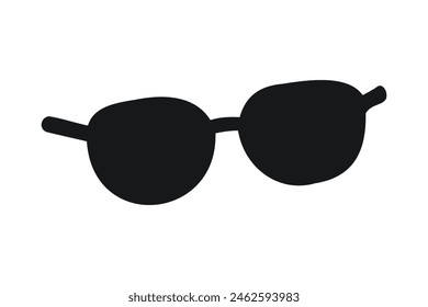 Black silhouettes of Sunglasses. Concept of fashion accessories, eye protection. Isolated on white background. Print. Design element. Graphic illustration