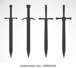 Black silhouettes of swords