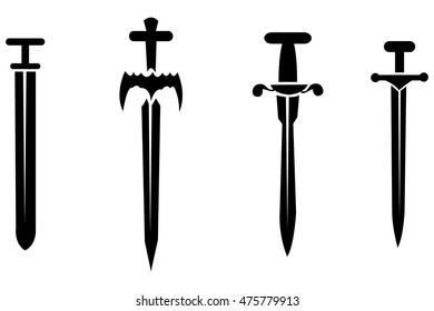 Black silhouettes of swords
