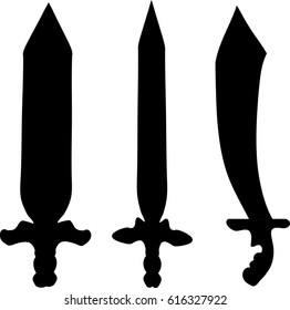 Black silhouettes of swords, vector