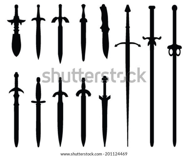 Black Silhouettes Swords Vector Stock Vector (Royalty Free) 201124469