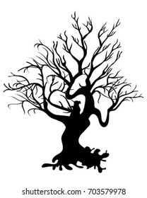 Black silhouettes of tree, vector illustration
