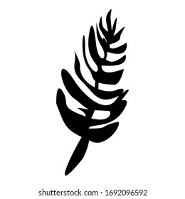 black silhouettes of tropical leaves palms, trees.