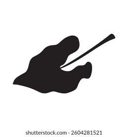 Black silhouettes of tropical palm and banana leaves, hand drawn vector illustration isolated on white background