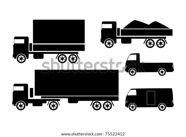 Black Silhouettes Trucks Stock Vector (Royalty Free) 75522412