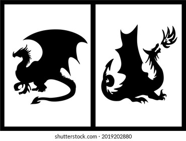 Black silhouettes of two dragons