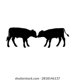 Black silhouettes of two horses facing each other, creating a symmetrical and artistic visual against a plain white background.