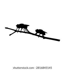 Black silhouettes of two mountain goats walking on a branch against a plain white background.