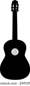 black silhouettes of various guitar shapes