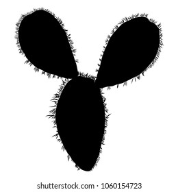 Black silhouettes of wild cactus. Hand drawn prickly cacti. Terrarium Succulent flower. Wild floral exotic tropical plant. Vector.