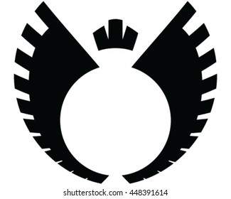 Black silhouettes of wings, vector, illustration, isolated, background