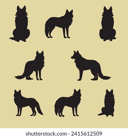 
Black silhouettes Wolf vector set