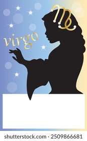 Black silhouettes of women with symbols representing the zodiac sign of Virgo