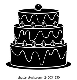 Black Silhoutte of Birthday Cake